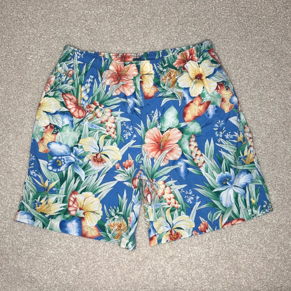 Vintage 90's Polo Sport Ralph Lauren Mens XL Tropical Hibiscus Floral Swim Trunk